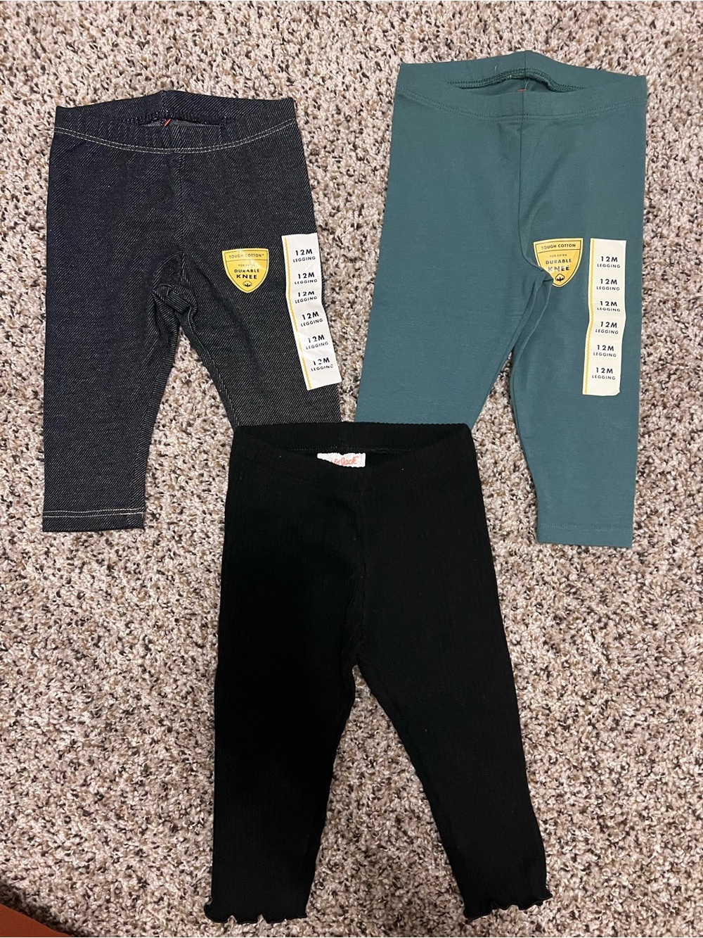 Bundle new 3 sets of toddler leggings - black, blue, and green #toddlerleggings